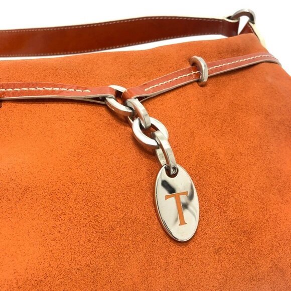 TOD’S Logo charm Bag one shoulder Hand Bag Shoulder Bag Leather / suede Orange - Picture 7 of 11